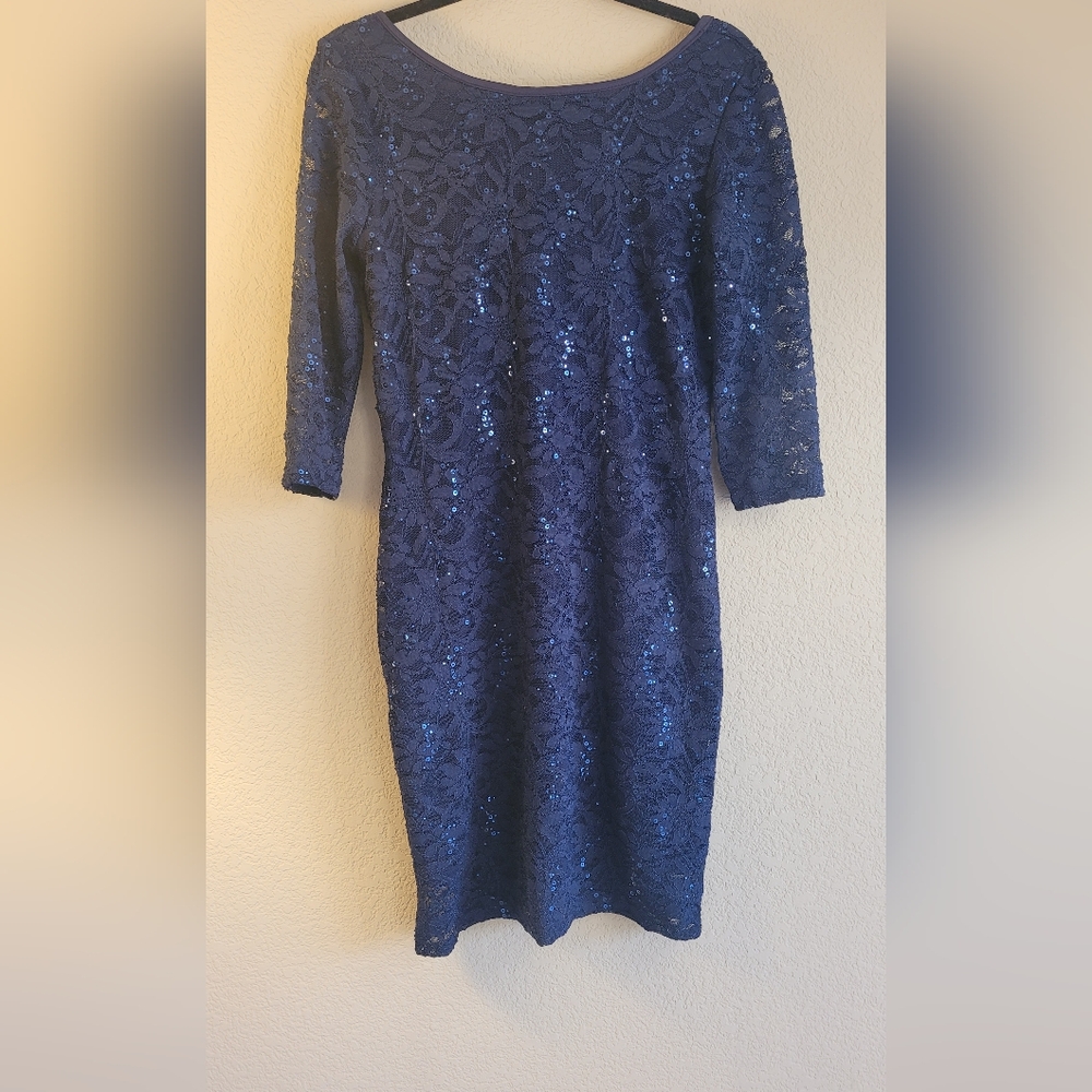 Elegant Navy Lace Dress Size 6